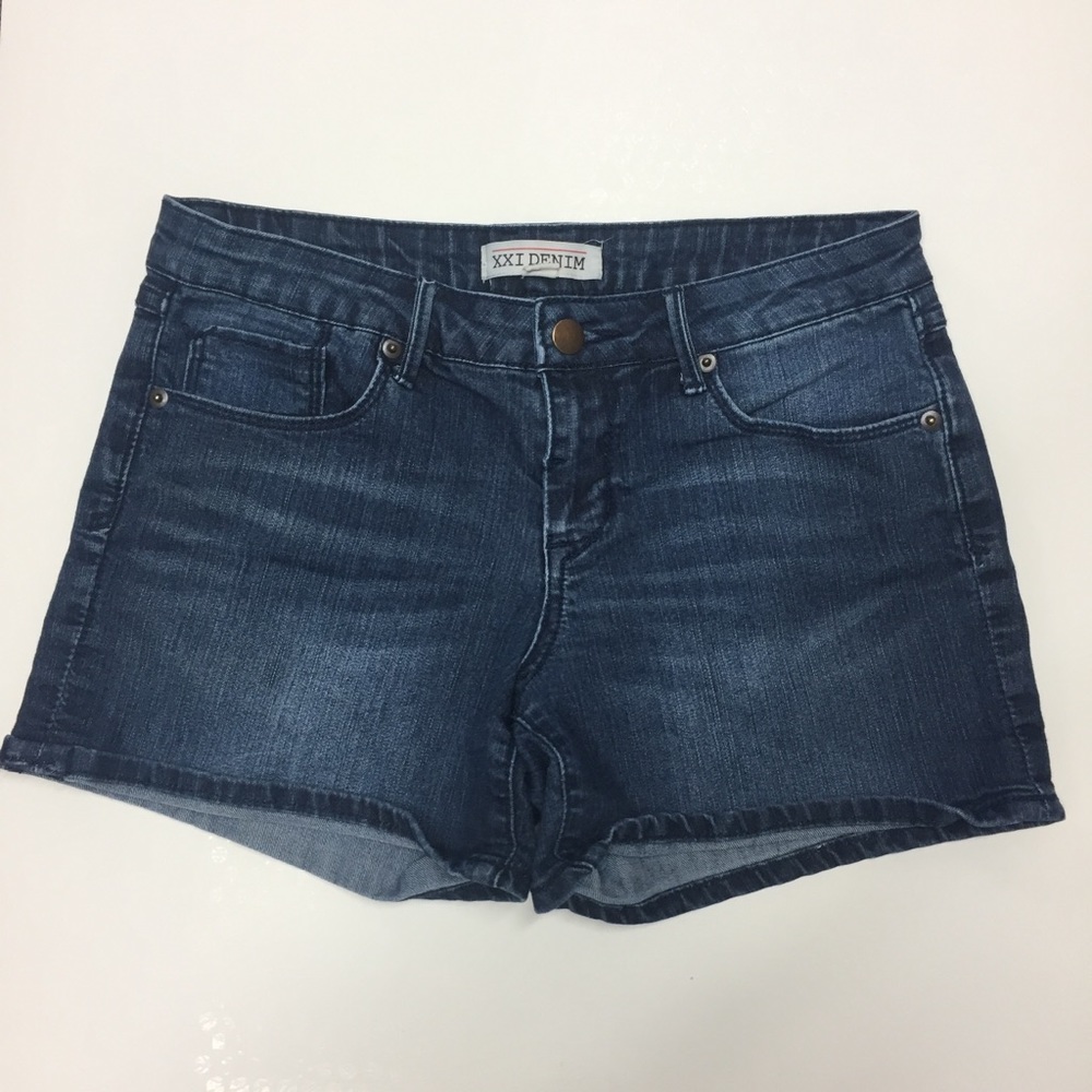 Forever 21 Dark Wash Mid Rise Denim Shorts Sz 27